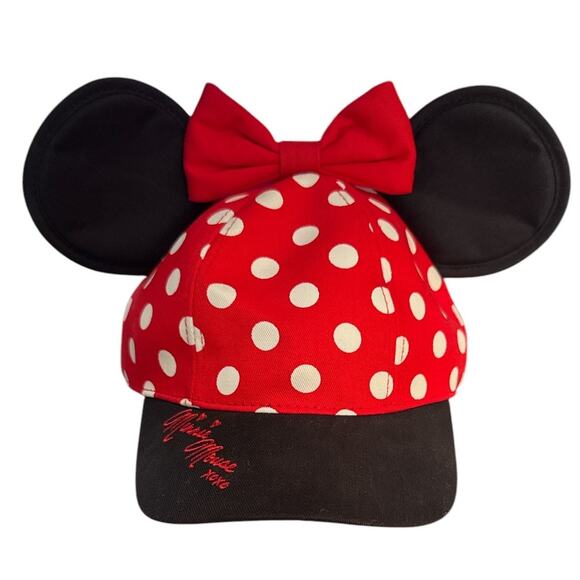 Disney Minnie Mouse Signature Adjustable Baseball Cap w/ Bow and Ears Child - Picture 1 of 5
